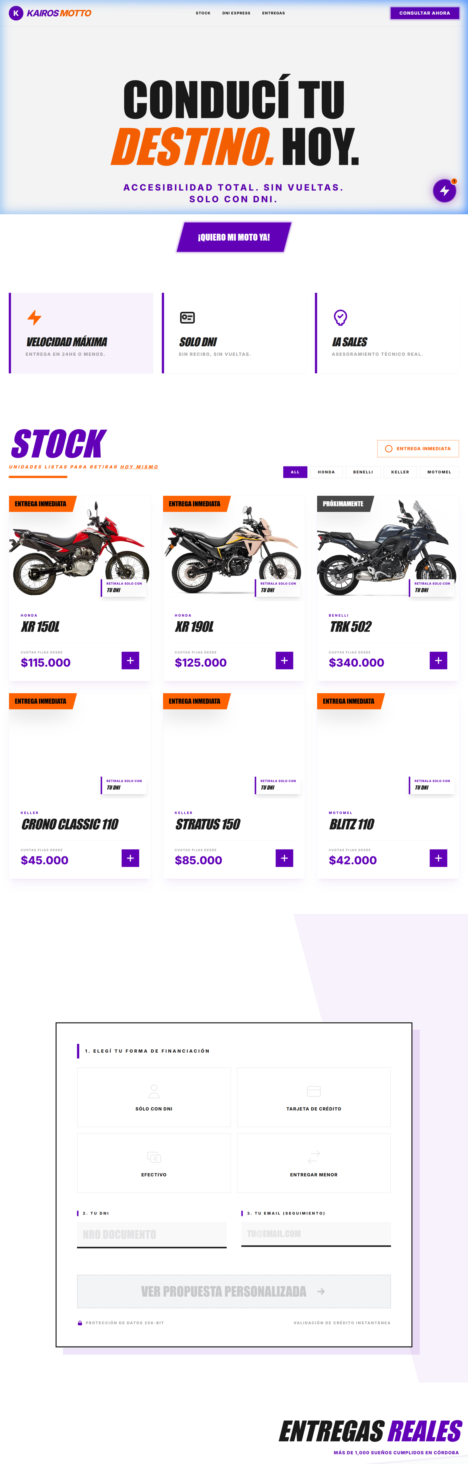 Kairos Motto — Financiación de motos